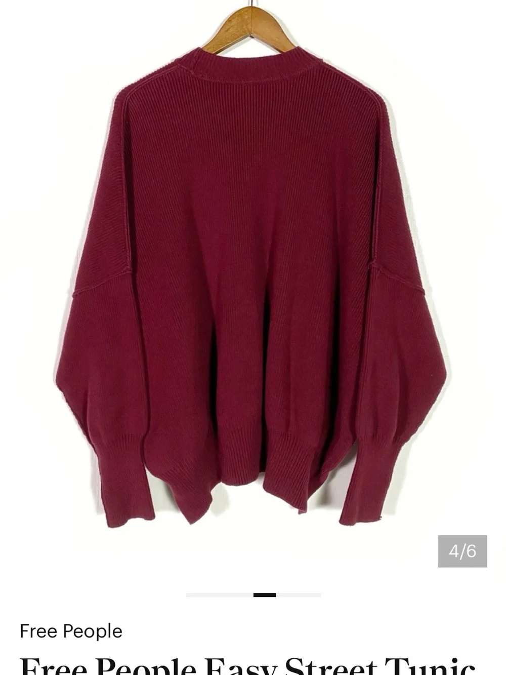 Free People Easy Street Tunic Sweater Burgundy